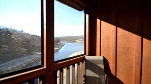 View of the lake and other cabins