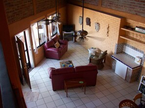 view of the living room from the loft