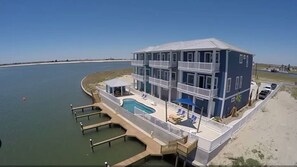 Waterfront townhome, the middle grey unit.