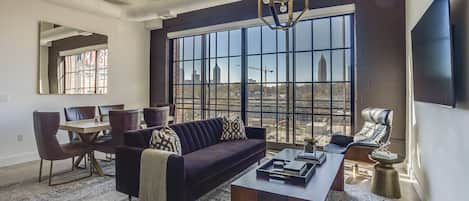 Living and Dining area OF THIS Apartment Near Ponce City Market.