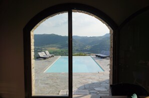 Pool view from the kitchen/living room