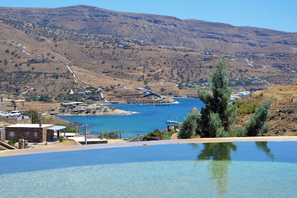 The view of the Bay of Koundouros from the swimming pool