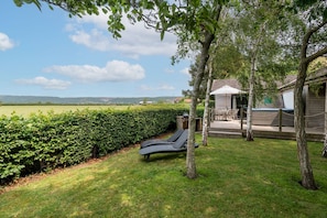 Decking and Garden, countryside and Mendip hill views
