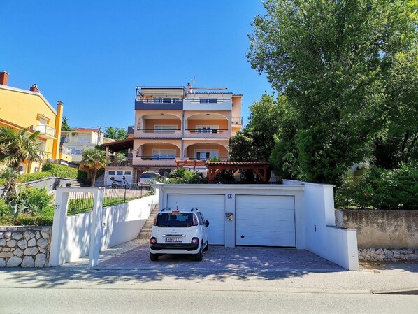 External view of the building. The house, parking area