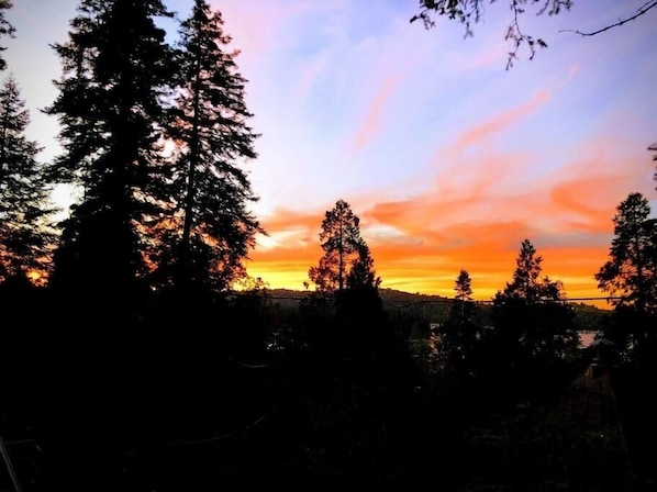 Enjoy a sunset on the deck, the perfect way to end a fun day in the mountains