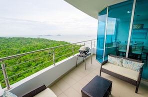 Private balcony off living room.