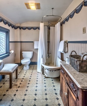 Private Bathroom with clawfoot tub/shower
