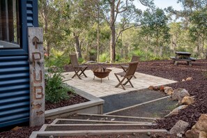 Gather around the fire pit and enjoy cosy evenings under the stars, surrounded by the sounds of nature.