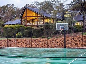 Keep the whole group active with a game of basketball just outside the house.