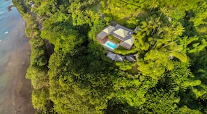 Aerial view of the estate - 3 private suites spanning 7 separate structures.