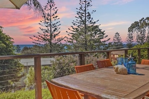 Great deck with outdoor kitchen and furnishings + ocean views!