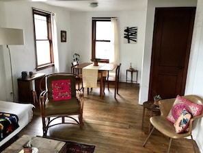 Living room and dining.