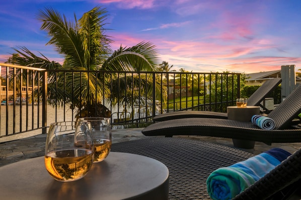 Check out the sun deck with marina views. Perfect spot to catch the sunrise and sunset sky!