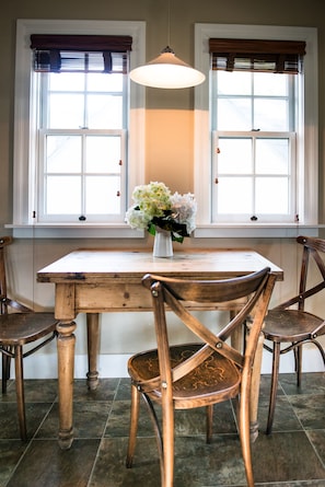 Charming farm table for indoor dining.
