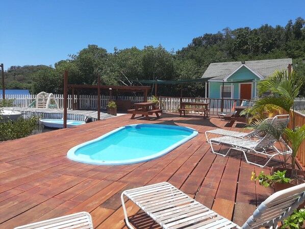 View of Teal Hydrangea from pool area