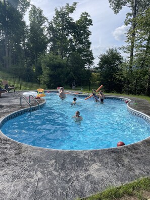 MOUNTAIN LAKE POOL AND SALT WATER SPA WITH PANORAMIC VIEWS OF WHITEFACE MOUNTAIN