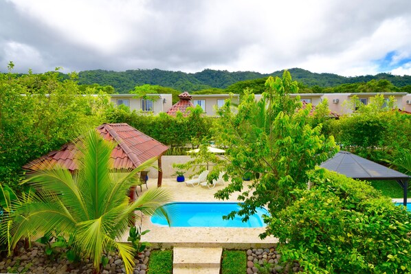 Stunning backyard oasis with private pool. Relax & cool off after your adventure