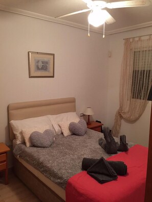 New bed for a guaranteed comfortable nights sleep -apartment has blackout blinds