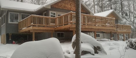 Lakeside view of cottage