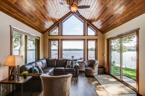 Great room with all windows for amazing lake views!