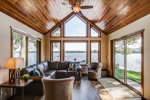 Great room with all windows for amazing lake views!