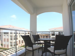 The home has 2 balconies , both with views