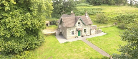 Ariel shot of the School House which is on the edge of the village of Ford.