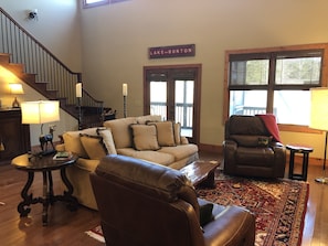 Cozy living room with fireplace and Roku TV