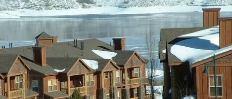 Winter view of Jordanelle Reservoir from the condo (east view).