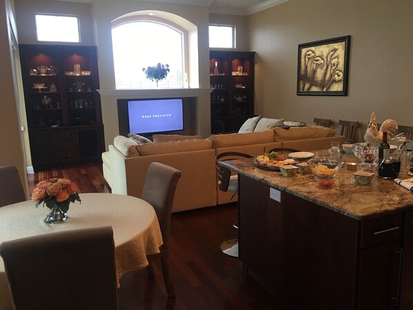 Spacious family room and gourmet kitchen