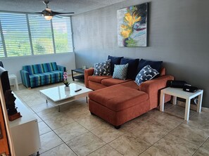 Living Room  - Accommodates 1 adult or 2 children in sectional or love seat/bed 