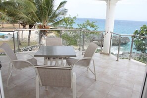 The terrace, with, once again, amazing sea views