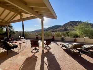 Covered patio. Perfect location for outdoor dining or happy hour.