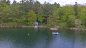 The private swimming area and splash island