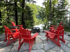 View from firepit to lake