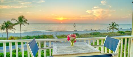 Enjoy 180 degree ocean and sunset views, and dine from the Master Suite balcony