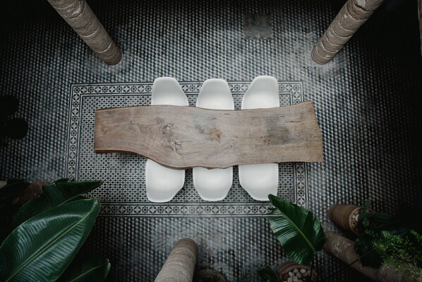View from First Floor to Ground Floor dining table.