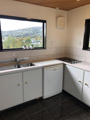 Kitchen with city view