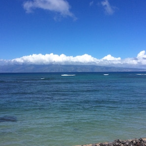 Looking  at Molakai from the lanai