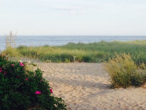 Garden gate opens onto beach