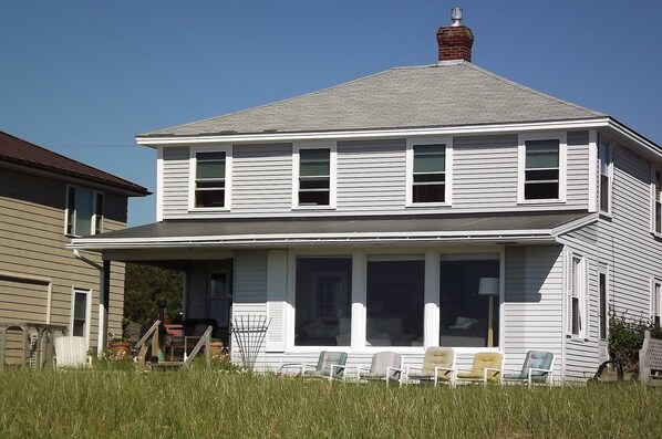 looking at the house from the beach