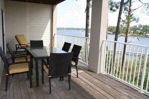 Dining set and lounge chairs on balcony for dining & relaxing
Typical 2 BR unit