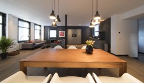 Living room and open kitchen