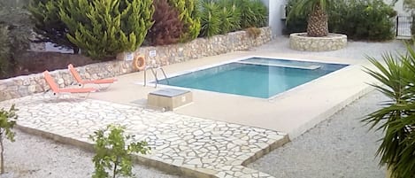 View of one of the pools from upper rear balcony