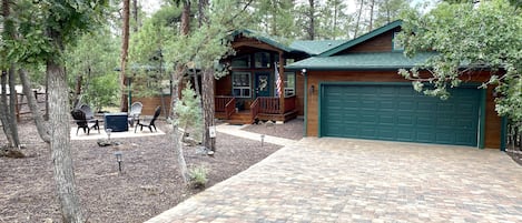 Cabin is located in a quiet cul-de-sac with pines from every view. 
