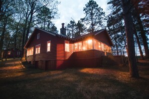 The Lodge Glowing At Night