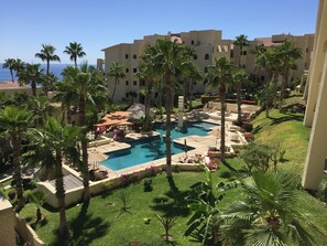 View of main pool from main balcony.