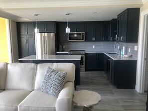 Open living and kitchen area