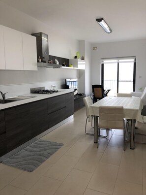 kitchen and living room