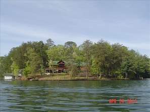 Full property View from Lake Burton - Note prime point and multiple docks.
